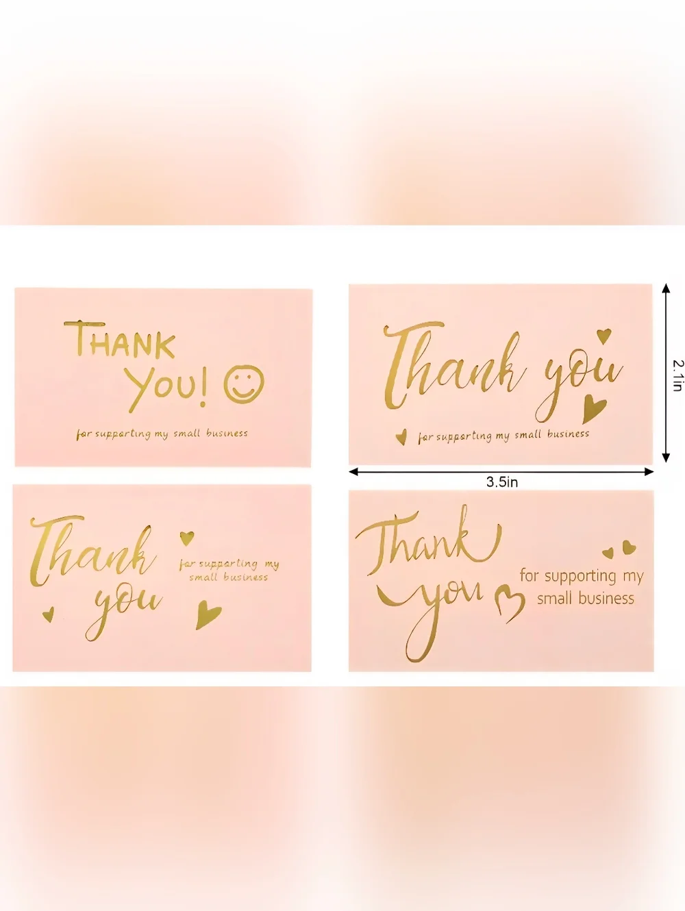 Small Business Packaging Bundle 20 Polymailers 100 Stickers 20 Cards Pink & Gold - Picture 3 of 7